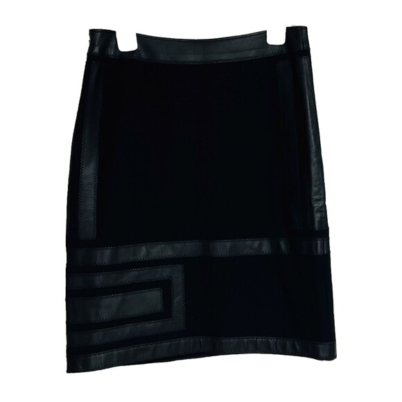 Etcetera Dresses & Skirts - Etcetera Women Size 2 Black Leather Trim Skirt Side Zip Career Business